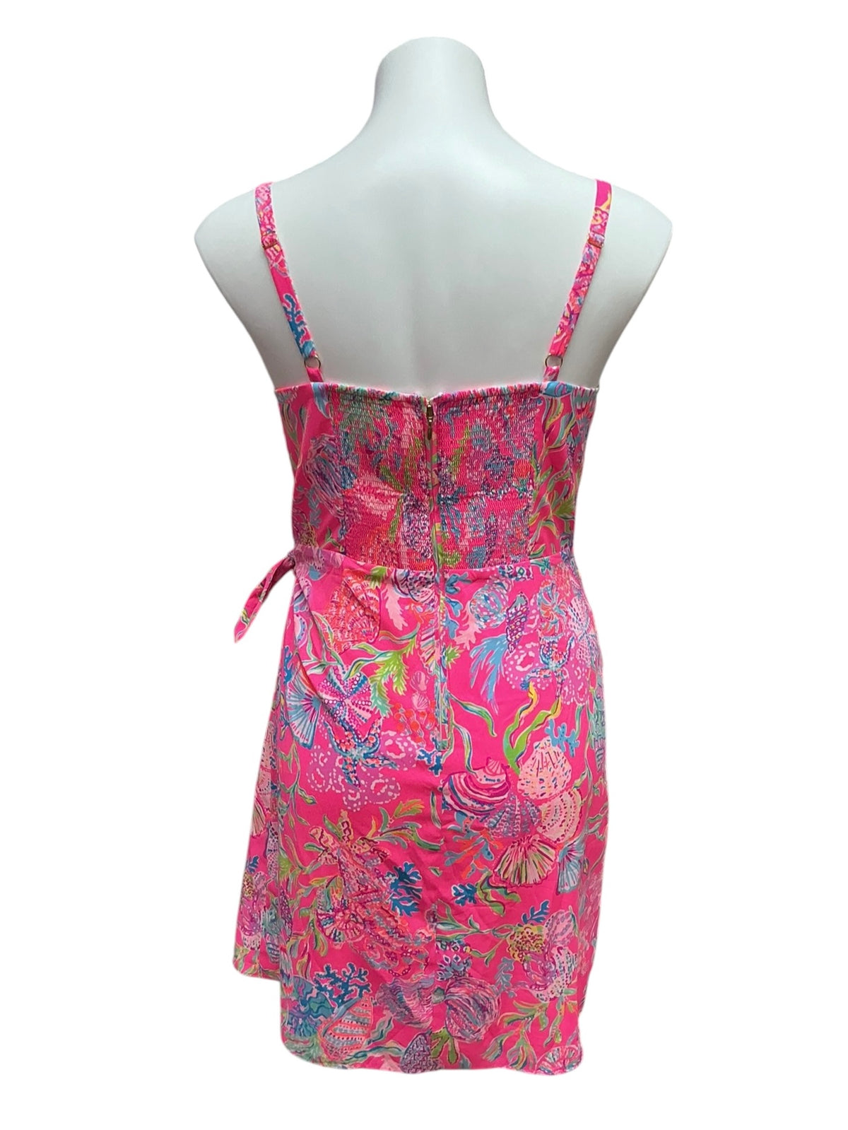 Lilly Pulitzer Scarlet Stretch Faux Wrap Dress Pink Isle Shell Me Something Good - Size 10