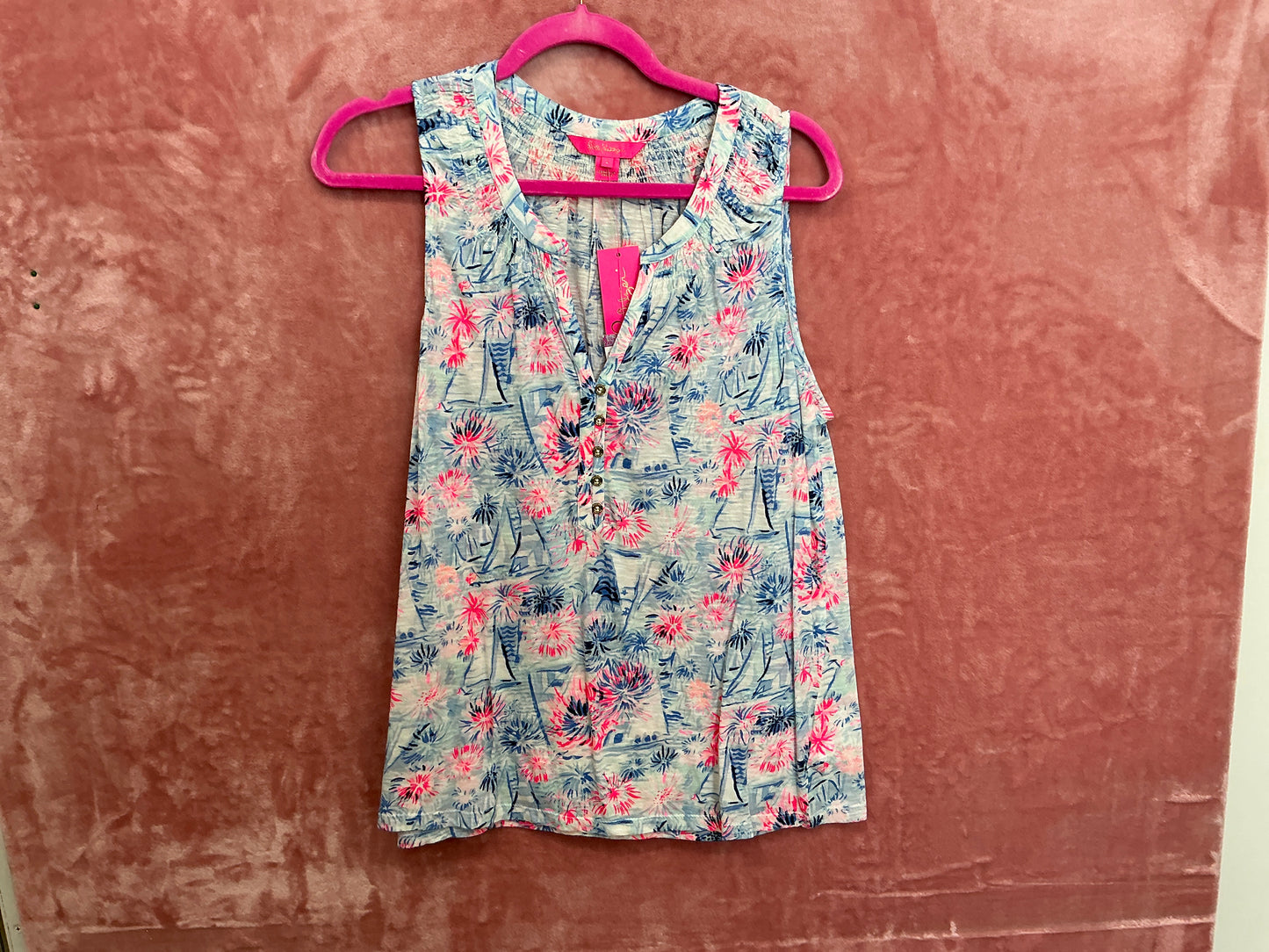 Lilly Pulitzer Essie Top NWT, Crew Blue, Sea To Shinning Sea Size L