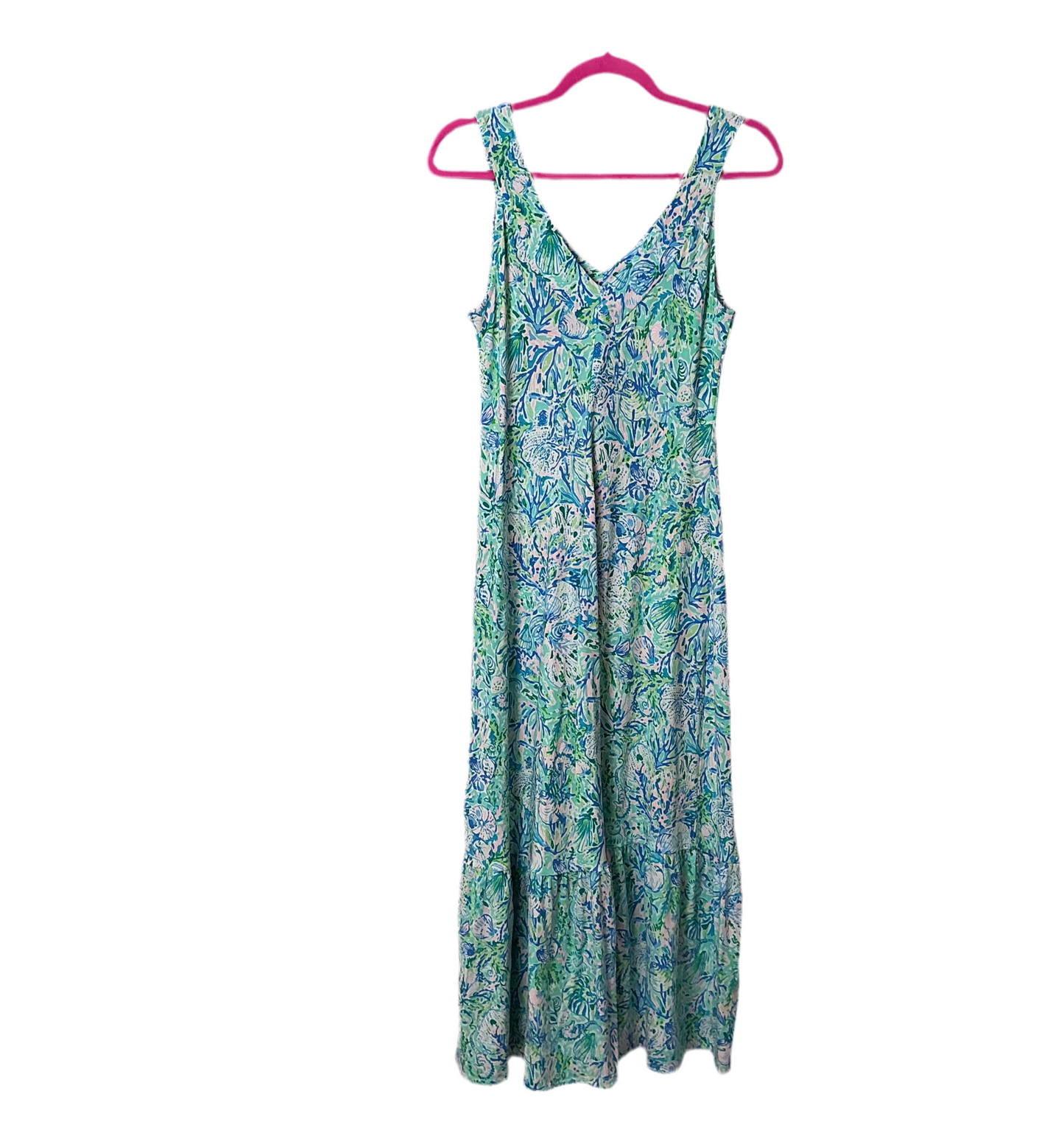Lilly Pulitzer Madsen Midi Dress - Blue Tang Sitting Seaside - Size XS
