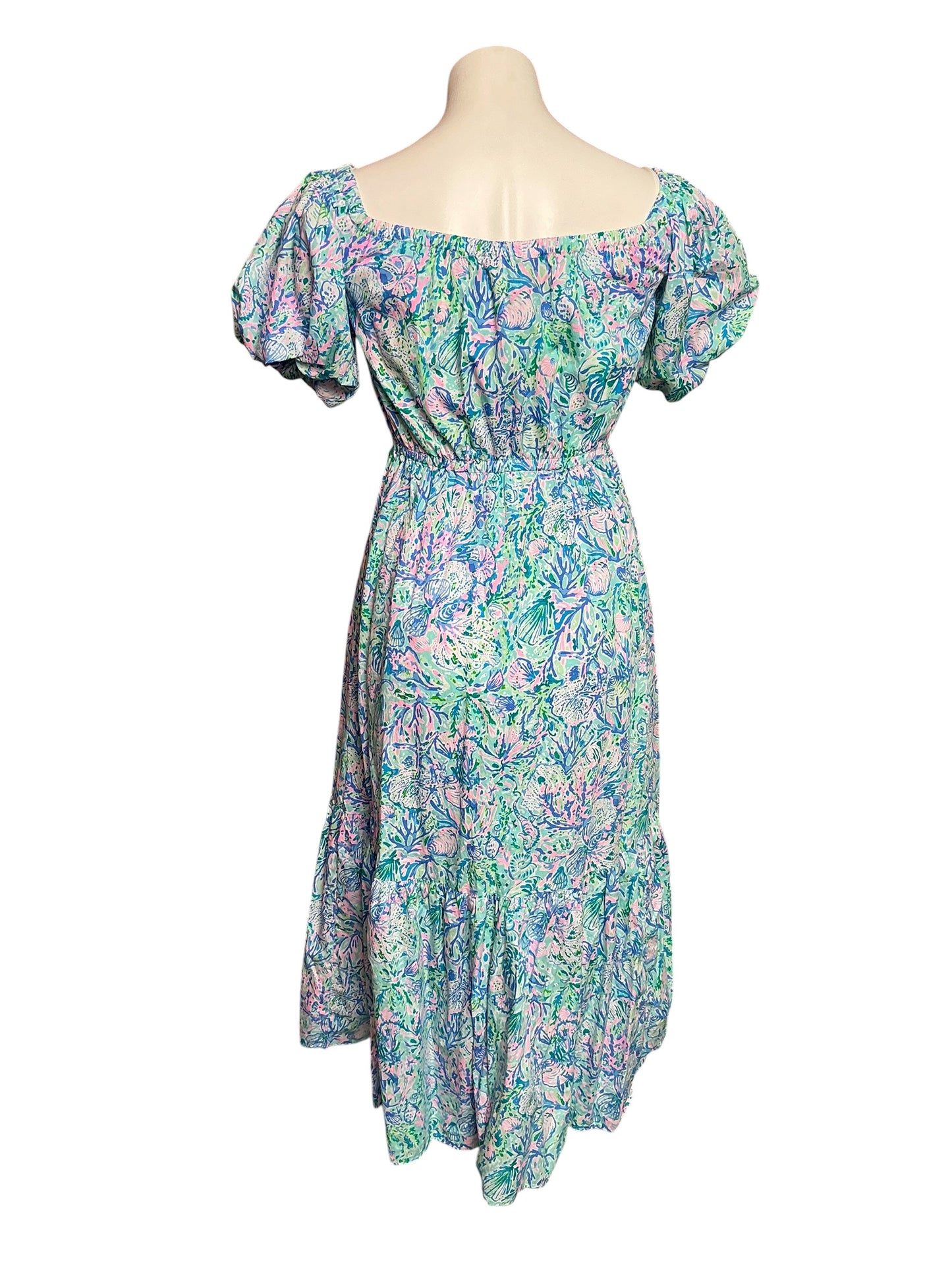 Lilly Pulitzer Tamie Off-The-Shoulder Midi Dress Surf Blue Soleil It On Me - Size S