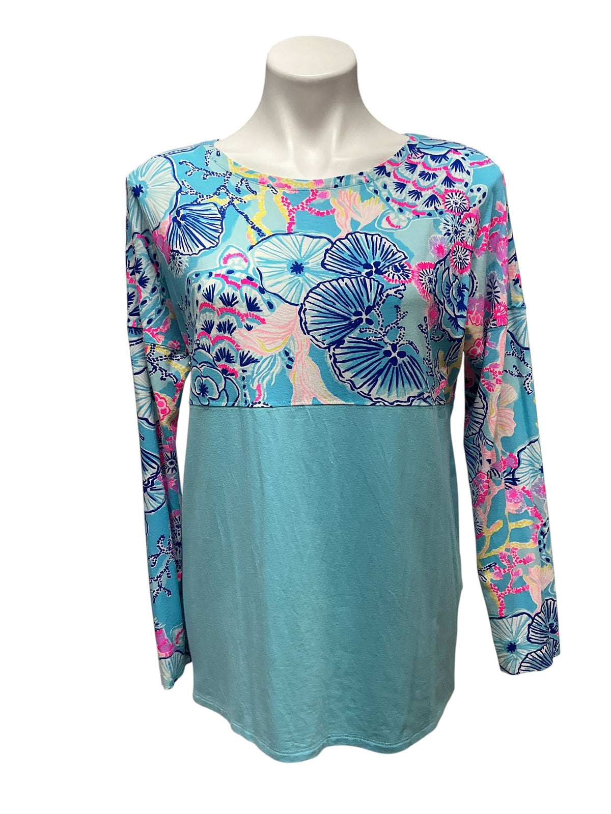 Lilly Pulitzer Finn Top Aqua La Vista - Size M