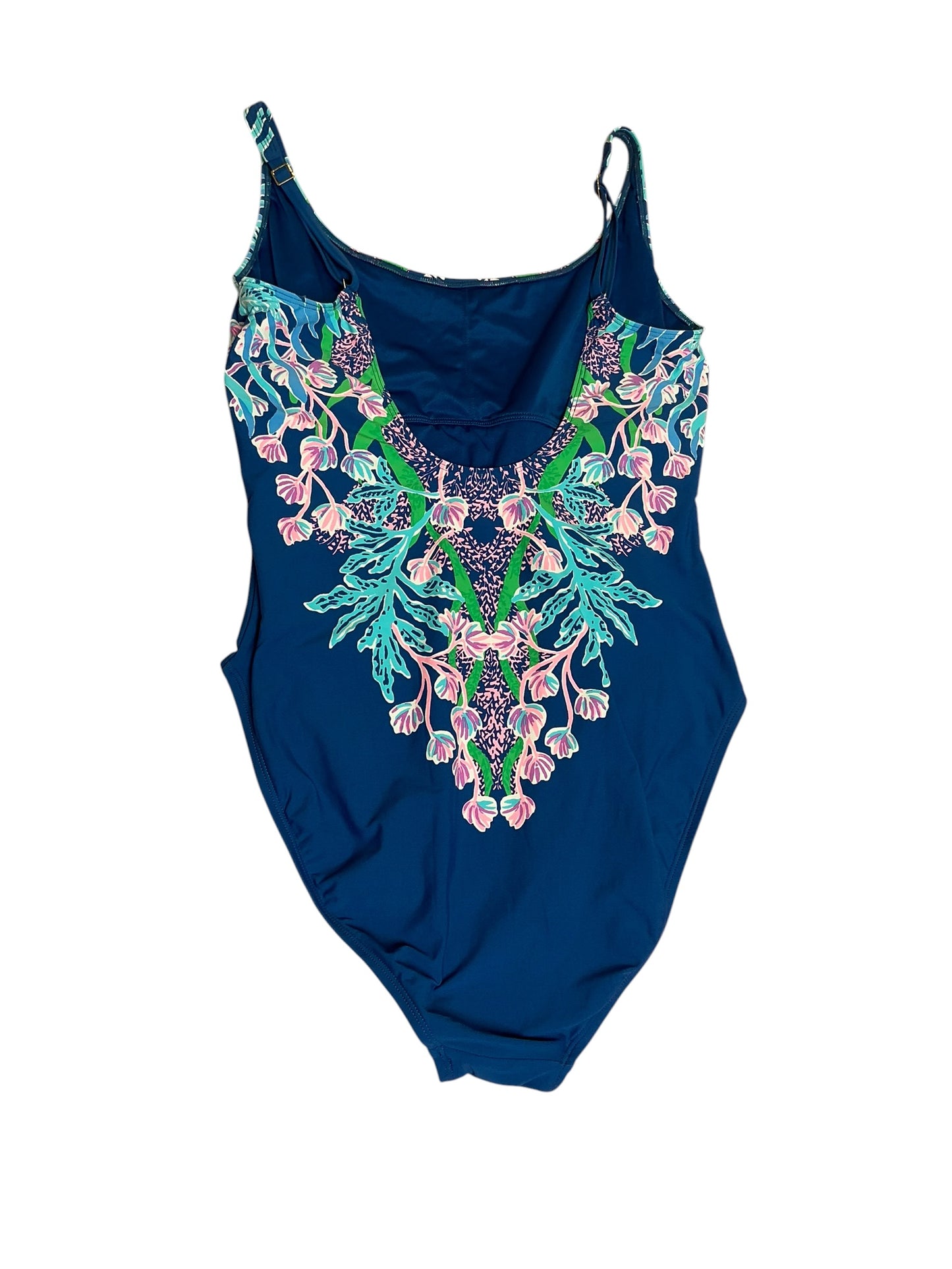 Lilly Pulitzer Brin Scoop Neck Swimsuit Seacret Escape Barton Blue - Size 12
