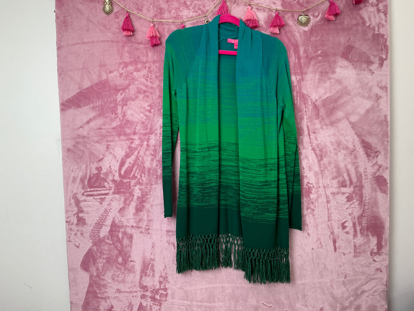 Lilly Pulitzer NWT Tatum Ombré Cardigan Evergreen Marled Ombré - Size S