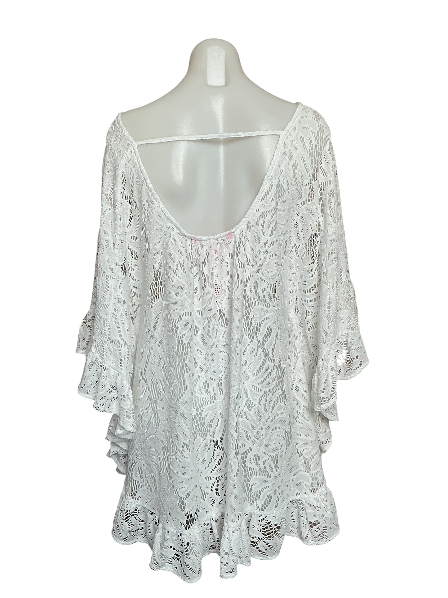 Lilly Pulitzer Atley Ruffle Cover Up - Resort White Paradise Found Lace - Size S/M