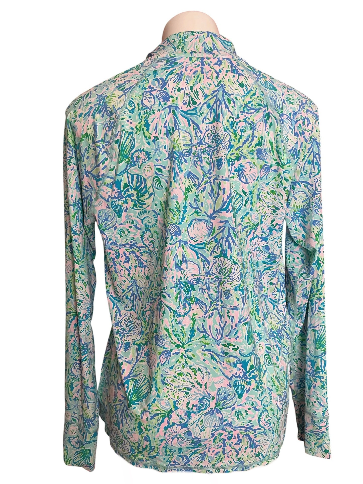 Lilly Pulitzer UPF 50+ Skipper Popover Top Surf Blue Soleil It On Me - Size XL