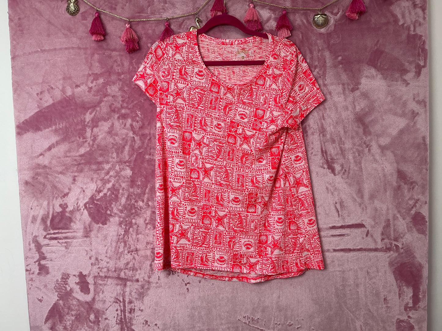 Lilly Pulitzer NWT Etta Scoop-Neck Mizner Red Seaside Harbour - Size M