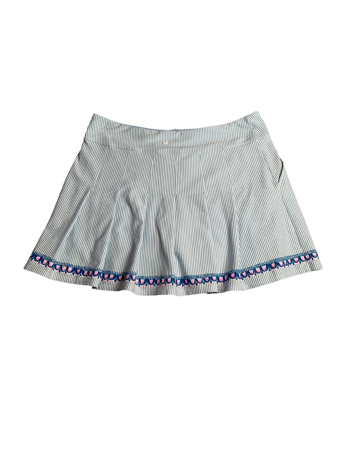 Lilly Pulitzer- Luxletic Priska Skort Blue Peri Performance Seersucker Size 16