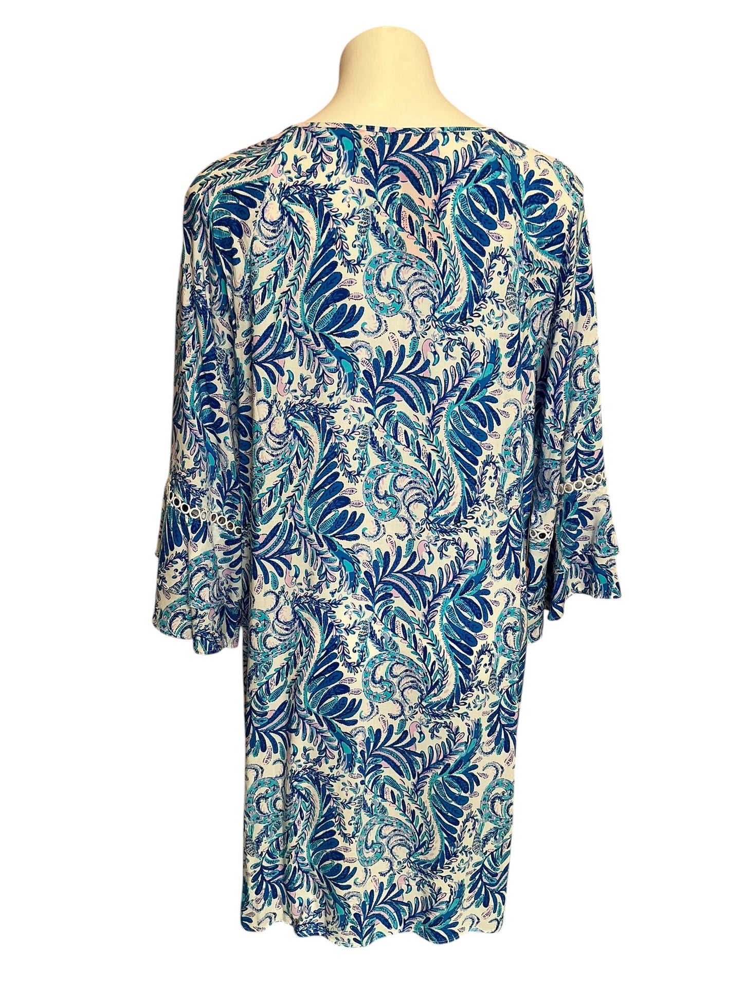 Lilly Pulitzer Azita Tunic Dress Baha Blue Bird Is The Word - Size XL