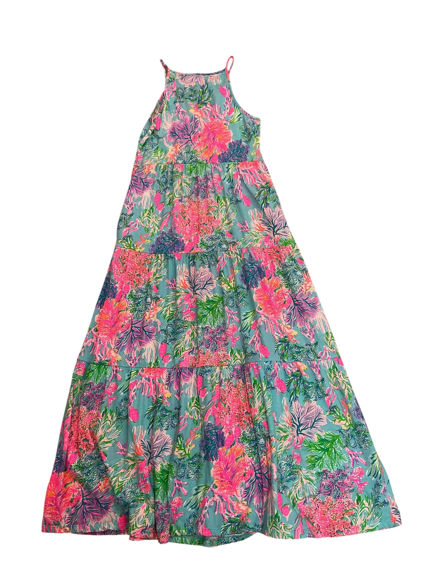 Lilly Pulitzer Harleigh Girls Maxi Dress Tiered Cay To My Heart - Size XL 12-14