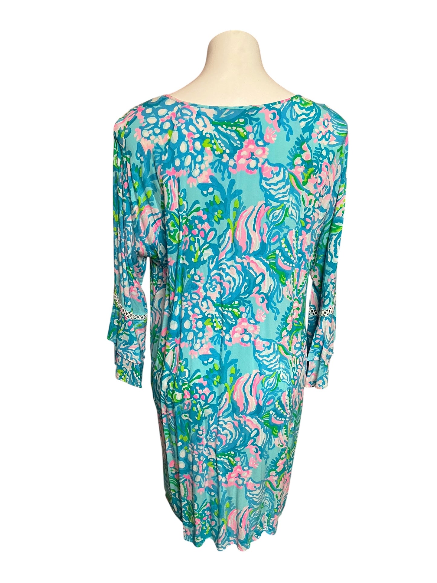 Lilly Pulitzer Azita Tunic Dress Blue Ibiza Aqua La Vista - Size XL