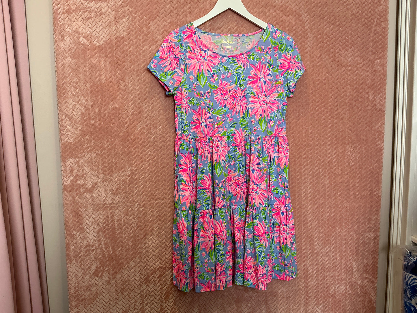 Lilly Pulitzer NWT Geanna Short Sleeve Dr Blue Peri Sunshine Bay - Size M