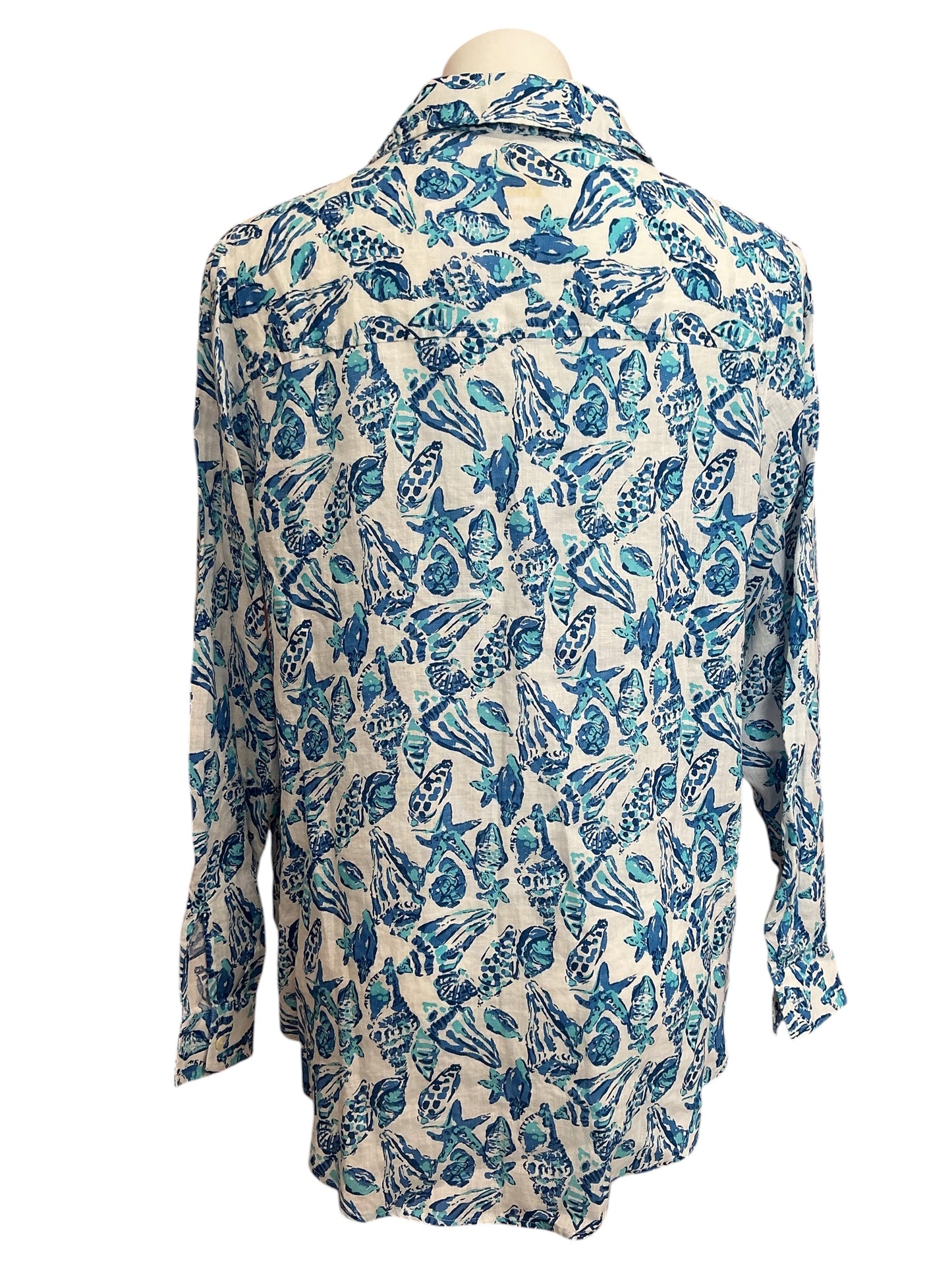 Lilly Pulitzer NWT Sea View Button Down Top Resort White Shell Collector - Size XXL