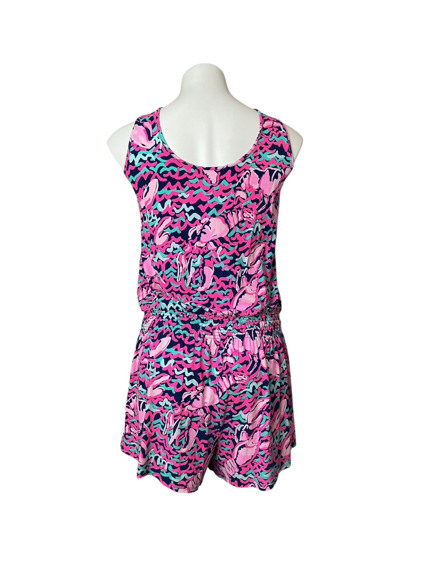 Lilly Pulitzer Tala Romper Resort Navy Pop Up Lobstah Roll - Size L