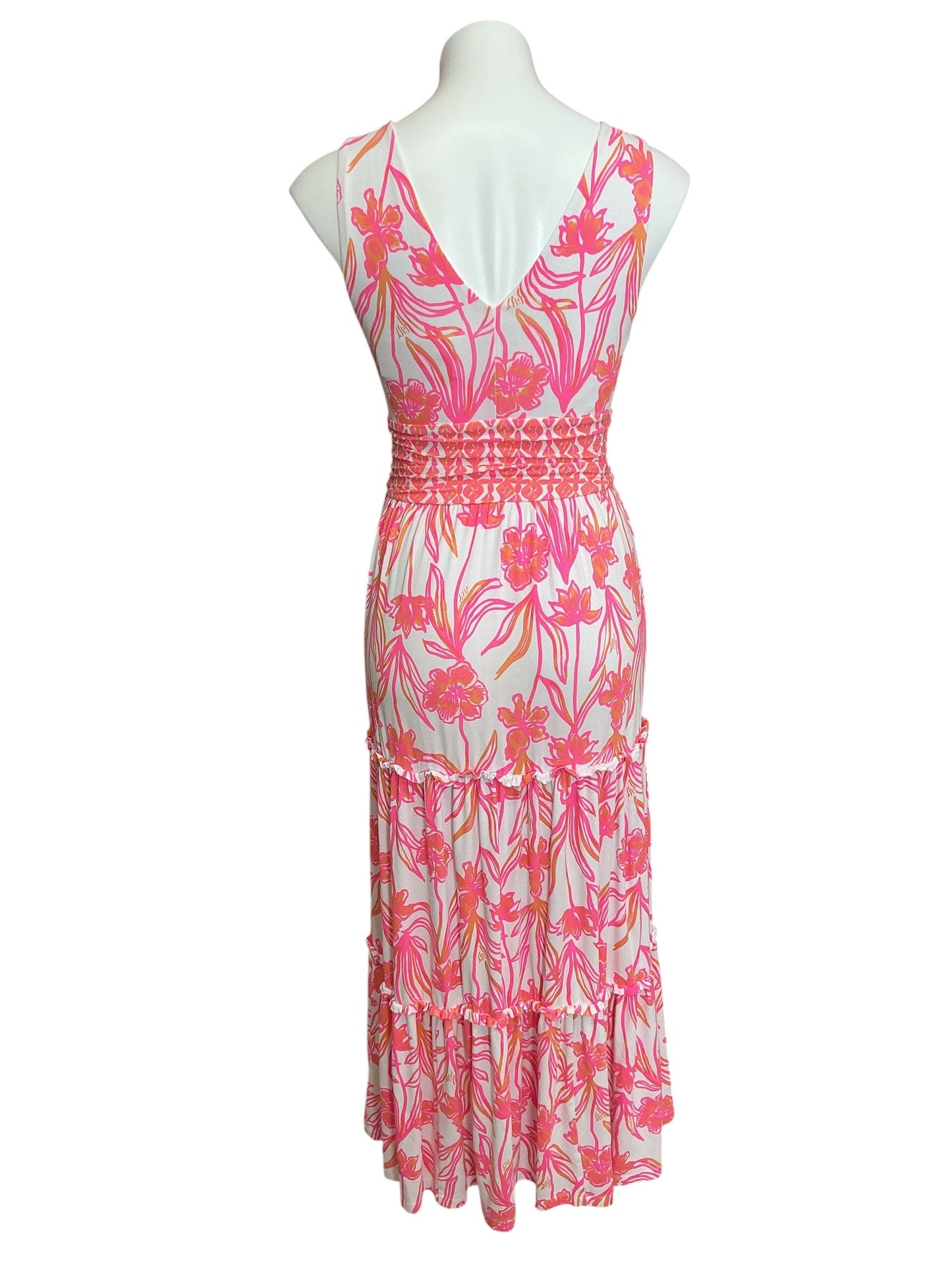 Lilly Pulitzer Skylar Midi Dress Resort White Lovely Long Stems - Size XS