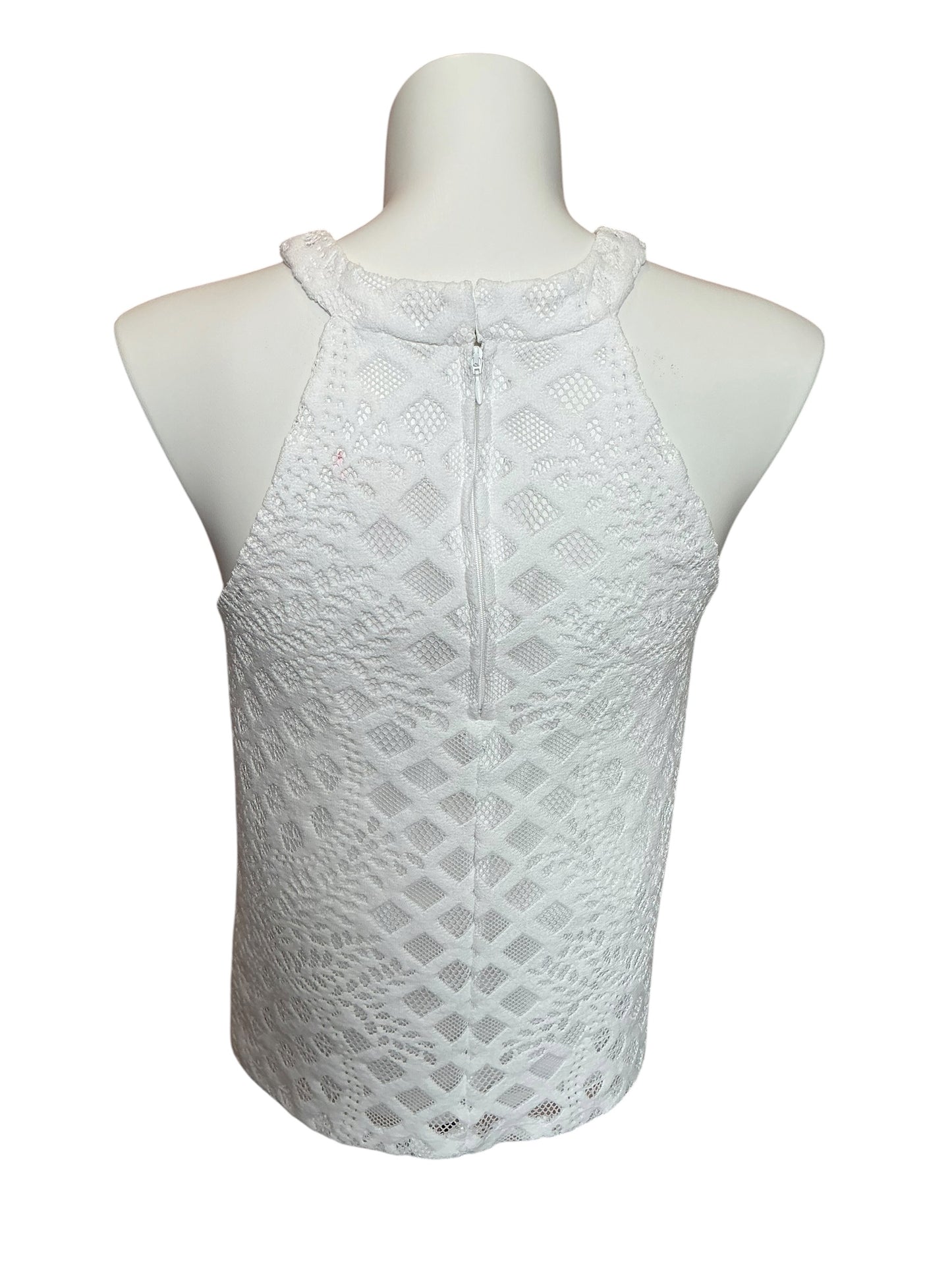 Lilly Pulitzer Rayanne Lace Halter Top Resort White Pineapple Geo Lace - Size L