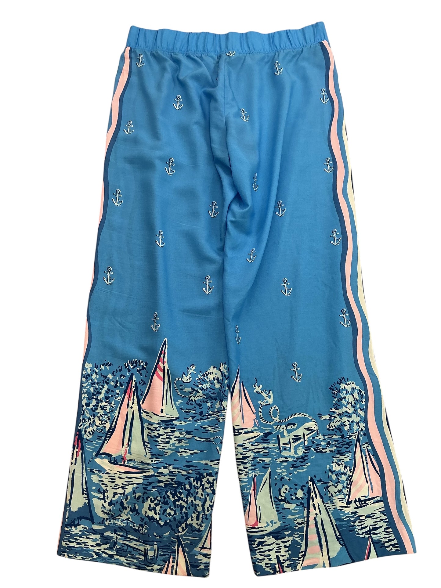 Lilly Pulitzer NWT Bal Harbour Palazzo Pants Lunar Blue A Lil Nauti Engineered - Size L