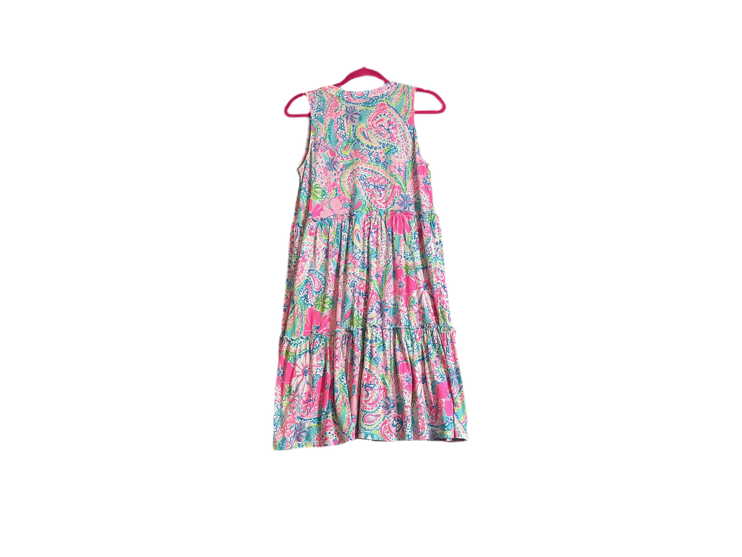 Lilly Pulitzer Lorina tiered sleeveless cotton dress in the "Flock Full Of Fun" print - Size XS