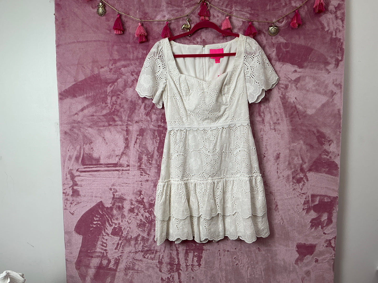 Lilly Pulitzer NWT Bonnie Dress Resort White Jumbo Bonquet Eyelet - Size 4