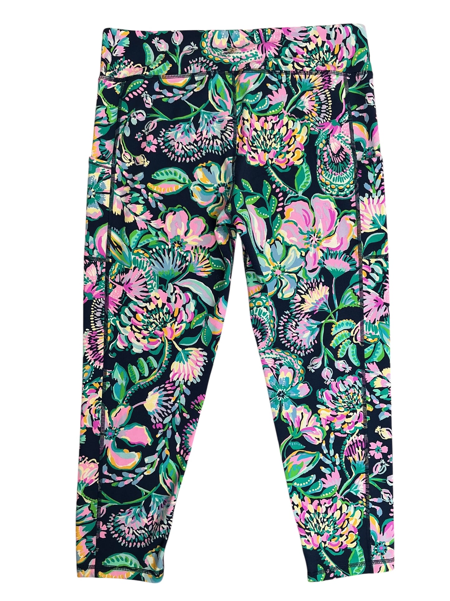 Lilly Pulitzer Luxletic Weekender Midi Leggings High Tide Navy She’s Got Sol - Size XL