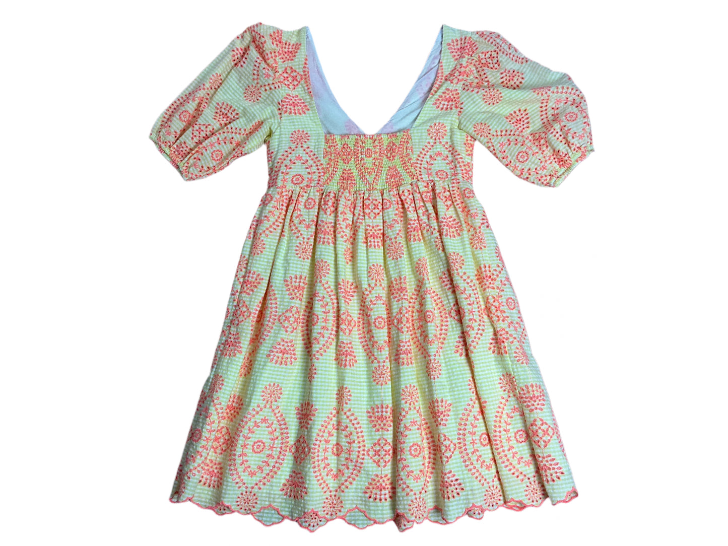 Lily Pulitzer Sarafina Eyelet Babydoll Dress - Calla Yellow Gingham Seeserver - Size 2