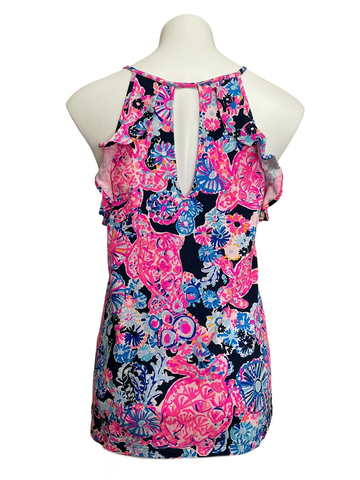 Lilly Pulitzer Billie Tank Top High Tide Navy In Turtle Amazement - Size XL