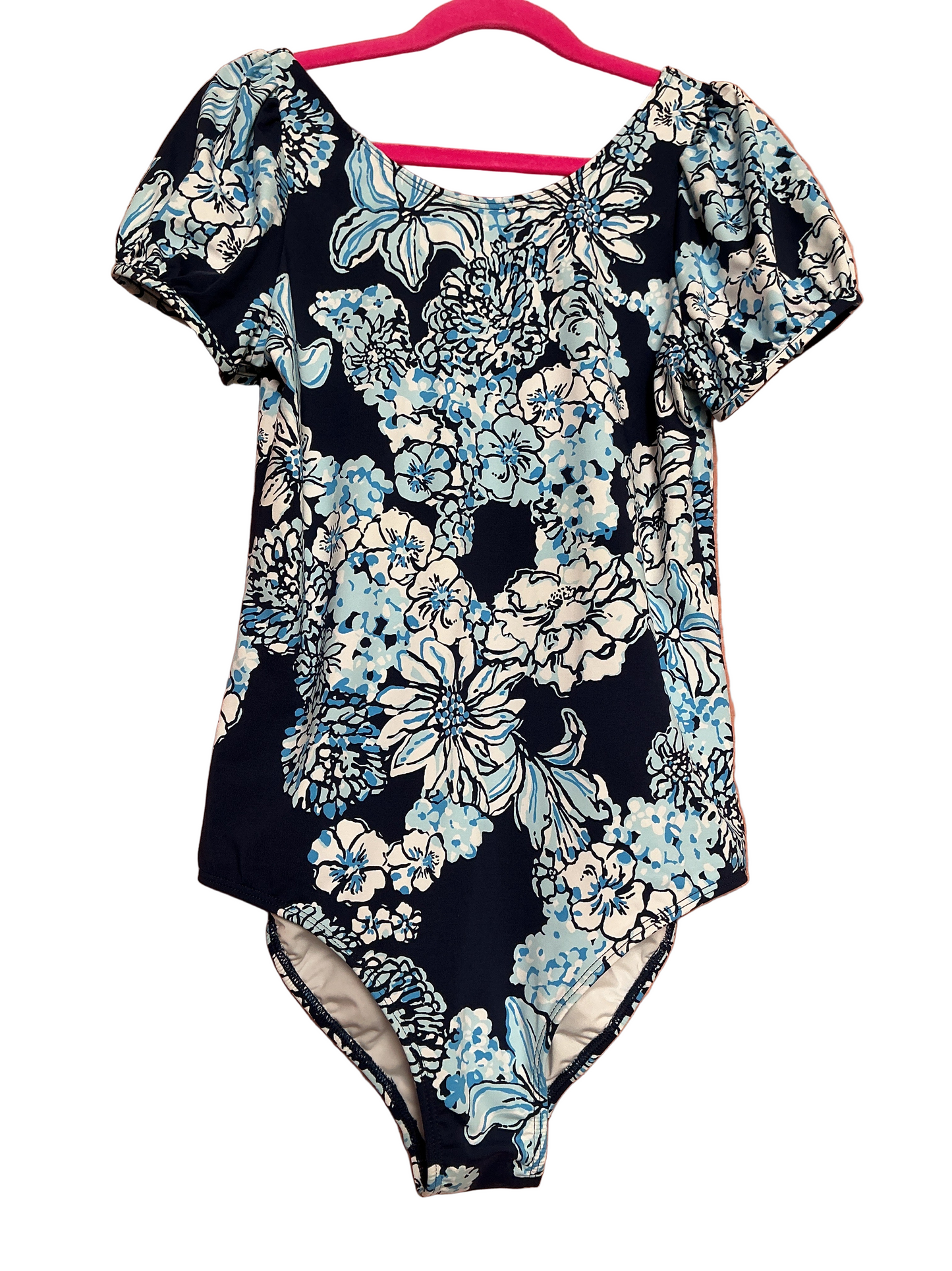 Lilly Pulitzer NWT - Waterfall Kids Swimsuit - Low Tide Navy - Bouquet All Day Swim - Size 14