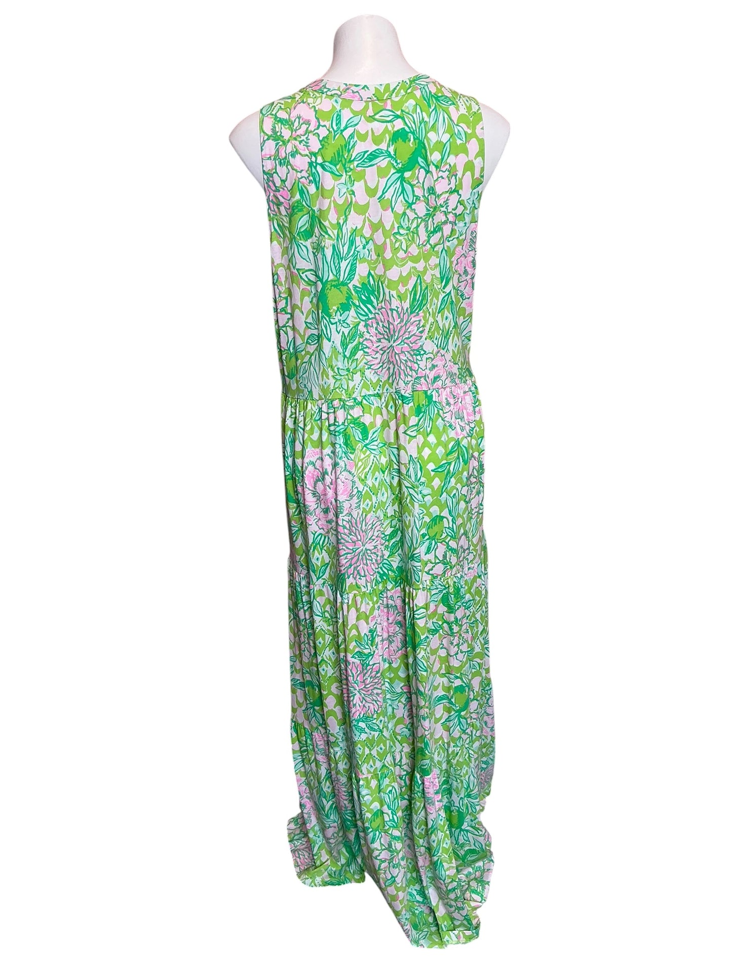 Lilly Pulitzer Sydnee Maxi Dress Fauna Green Lime Feeling Good - Size XL