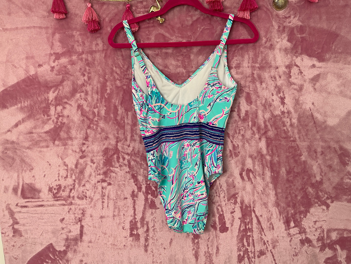 Lilly Pulitzer Bathing Suit NWT - Riya One Piece - Bayside Blue - Under The Moon Engineered One Piece Swim - Size 4