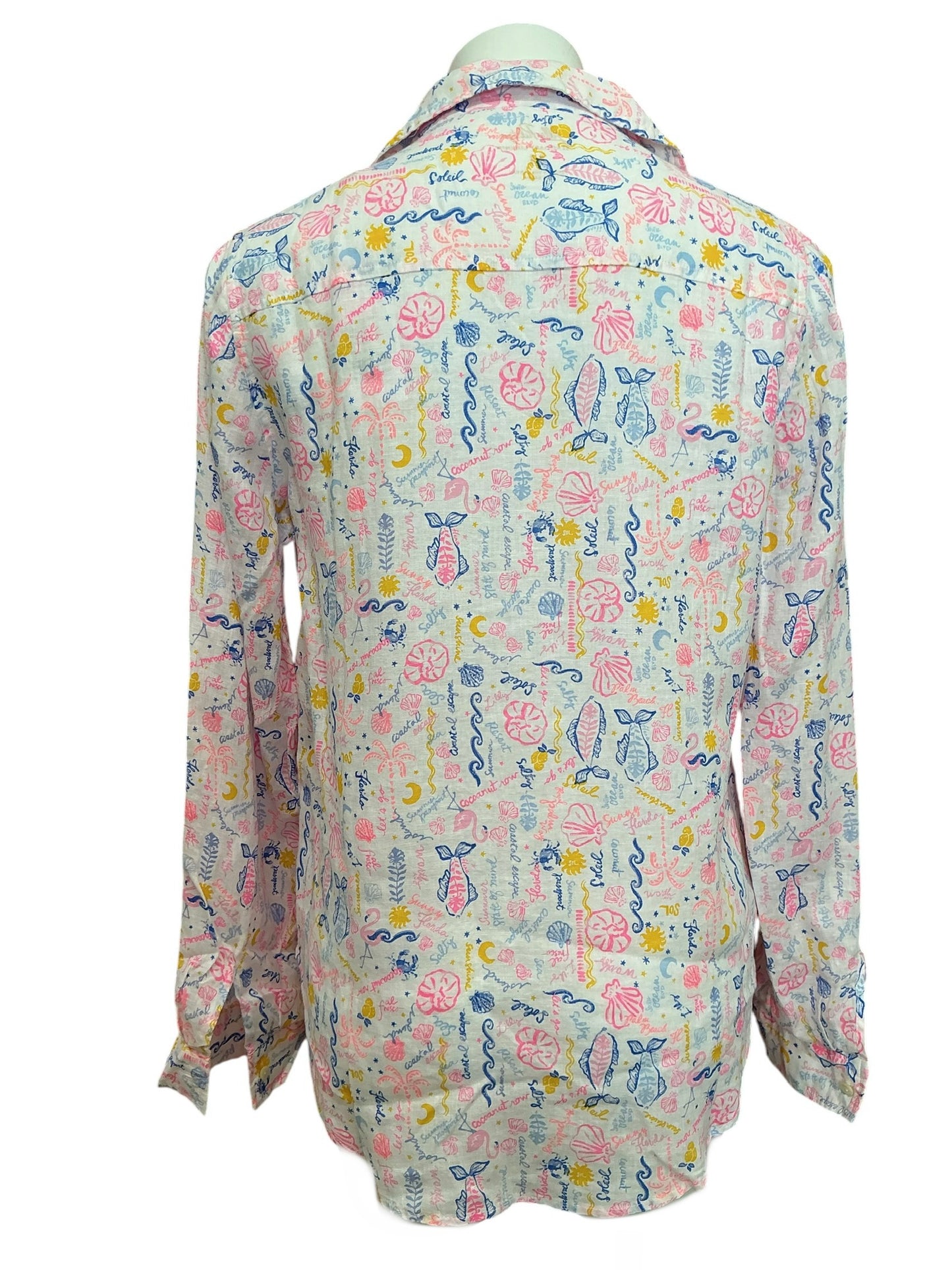 Lilly Pulitzer NWT Sea View Button Down Top Multi Summer Serenade - Size M