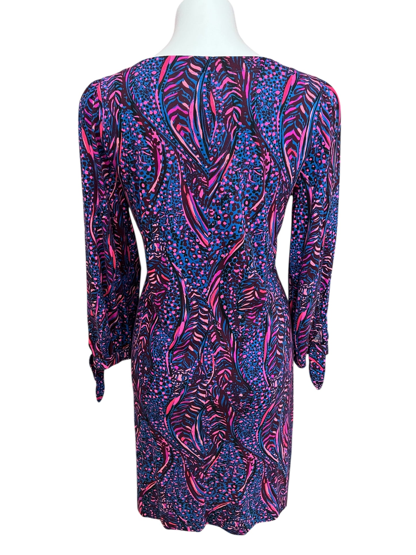 Lilly Pulitzer Cath 3/4 Sleeve Dress Blue Flare Always Pawsitive - Size M