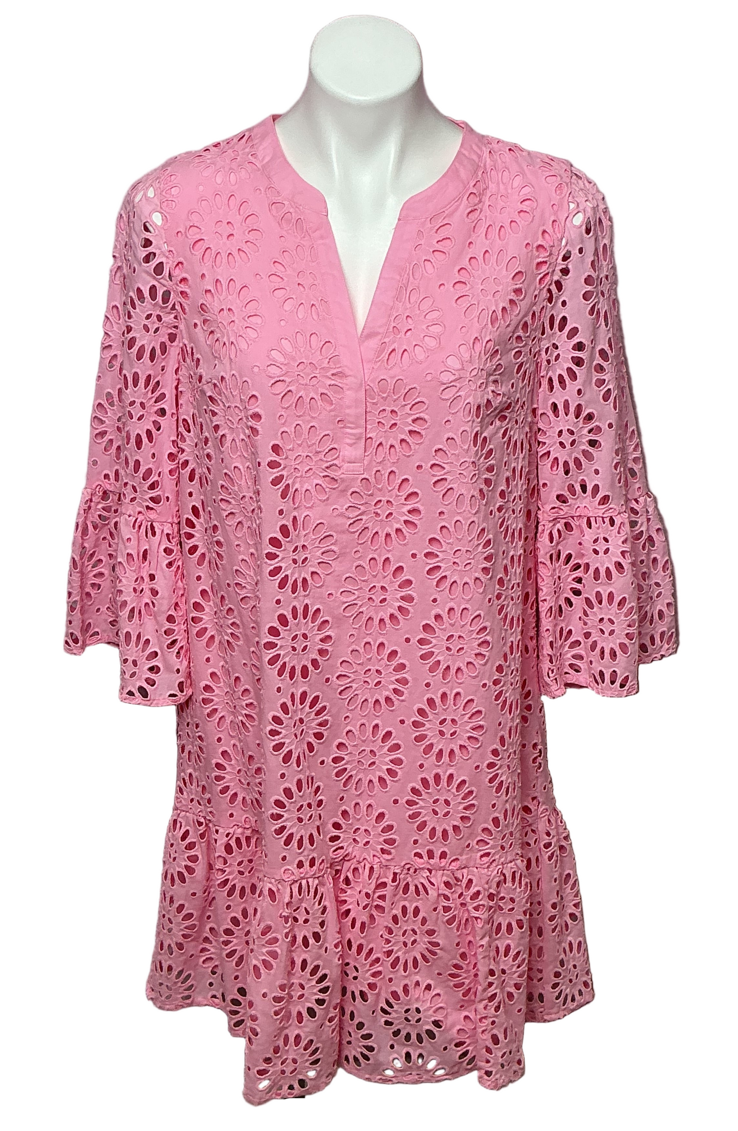 Lilly Pulitzer NWT - Bekah 3/4 Sleeve Eyelet - Peony Pink Oversized Pinwheel Eye - Size M