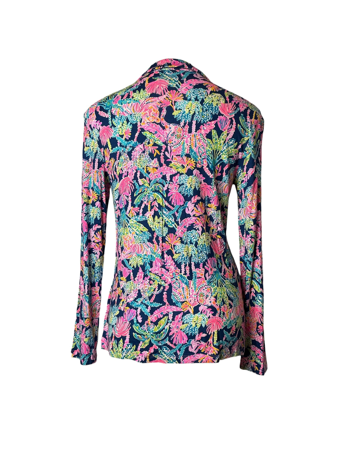 Lilly Pulitzer NWT PJ Knit LS Button-Up Top Oyster Bay Navy Blue Seen and Herd Knit - Size M