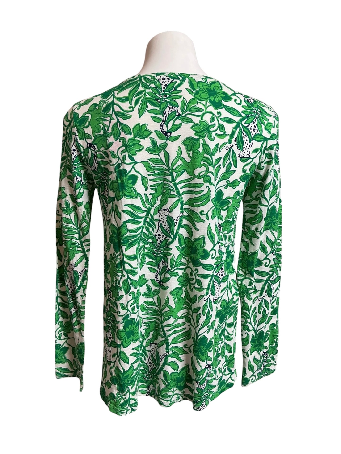 Lilly Pulitzer Fiddle Leaf Green Lil Escape Plan Long Sleeve Top - Size S