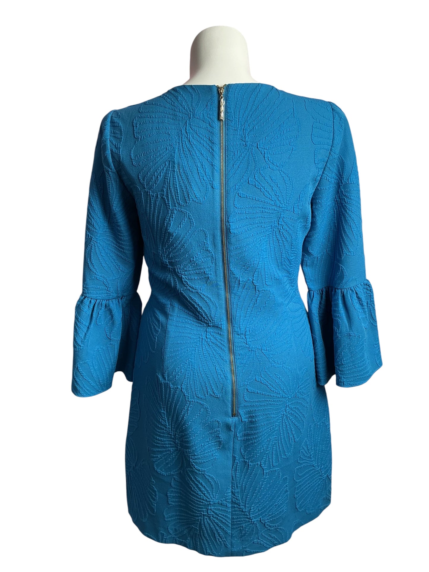 Lilly Pulitzer- NWT Viola Dress Macaw Blue Who Let The Fronds Out Pucker Jacquard Size 14