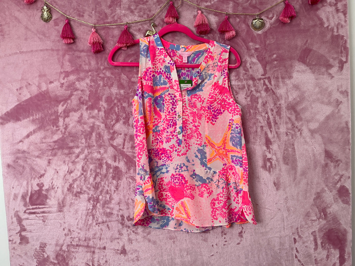 Lilly Pulitzer NWT Kery Silk Top Bohemian Beach - Size XS