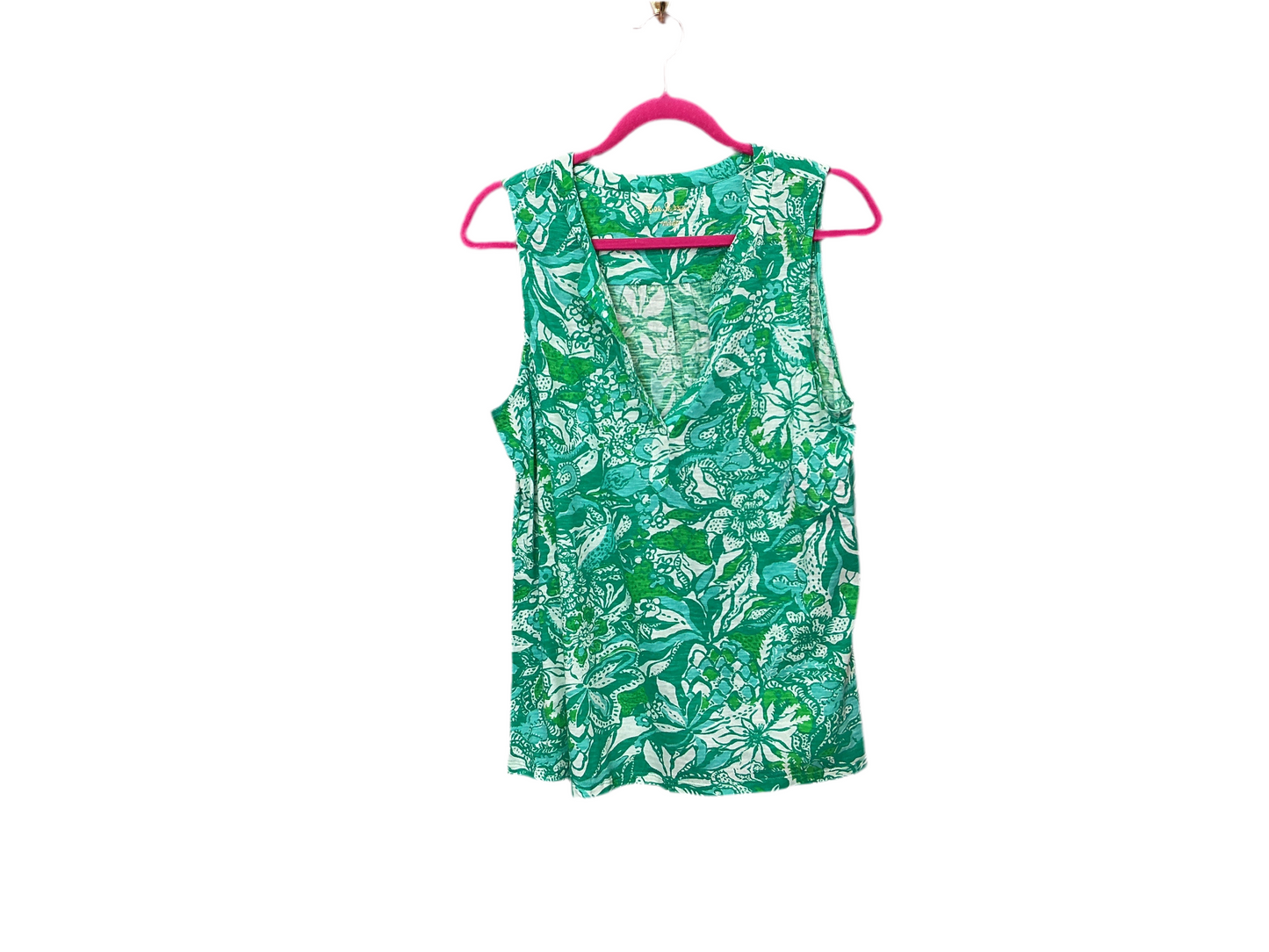 Lilly Pulitzer NWT Dev Knit Top Botanical Green Safari Sangria - Size L