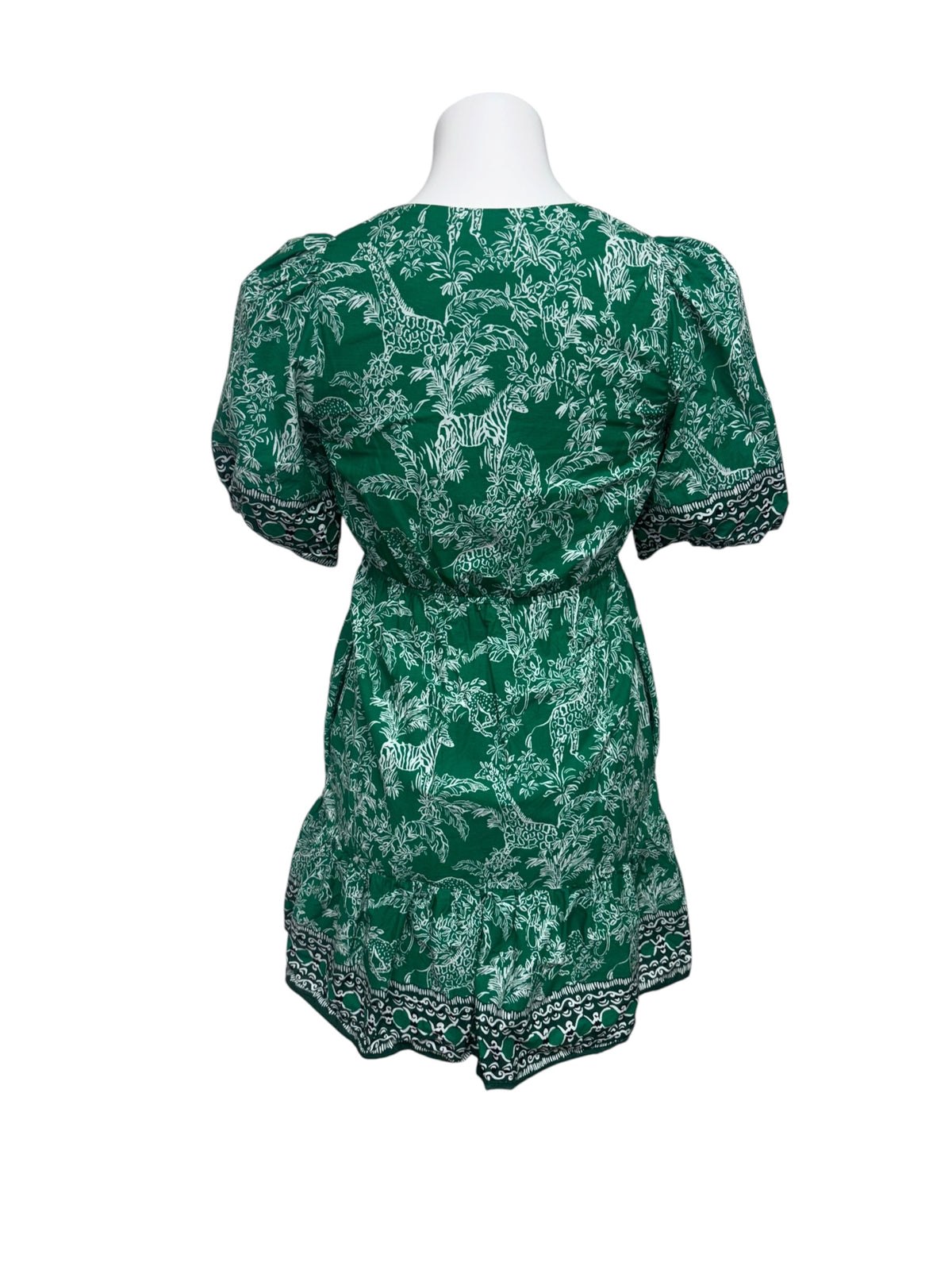 Lilly Pulitzer Kentlee Dress Fiddle Leaf Green Safari Party Engineered - Size 00