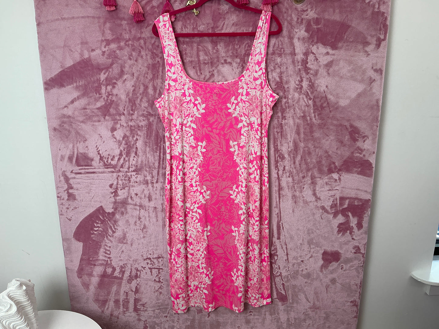Lilly Pulitzer Dress NWT - Mick Square Neck Ribbed Dress - Roxie Pink - Shadow Dancer Engineered - Size XL