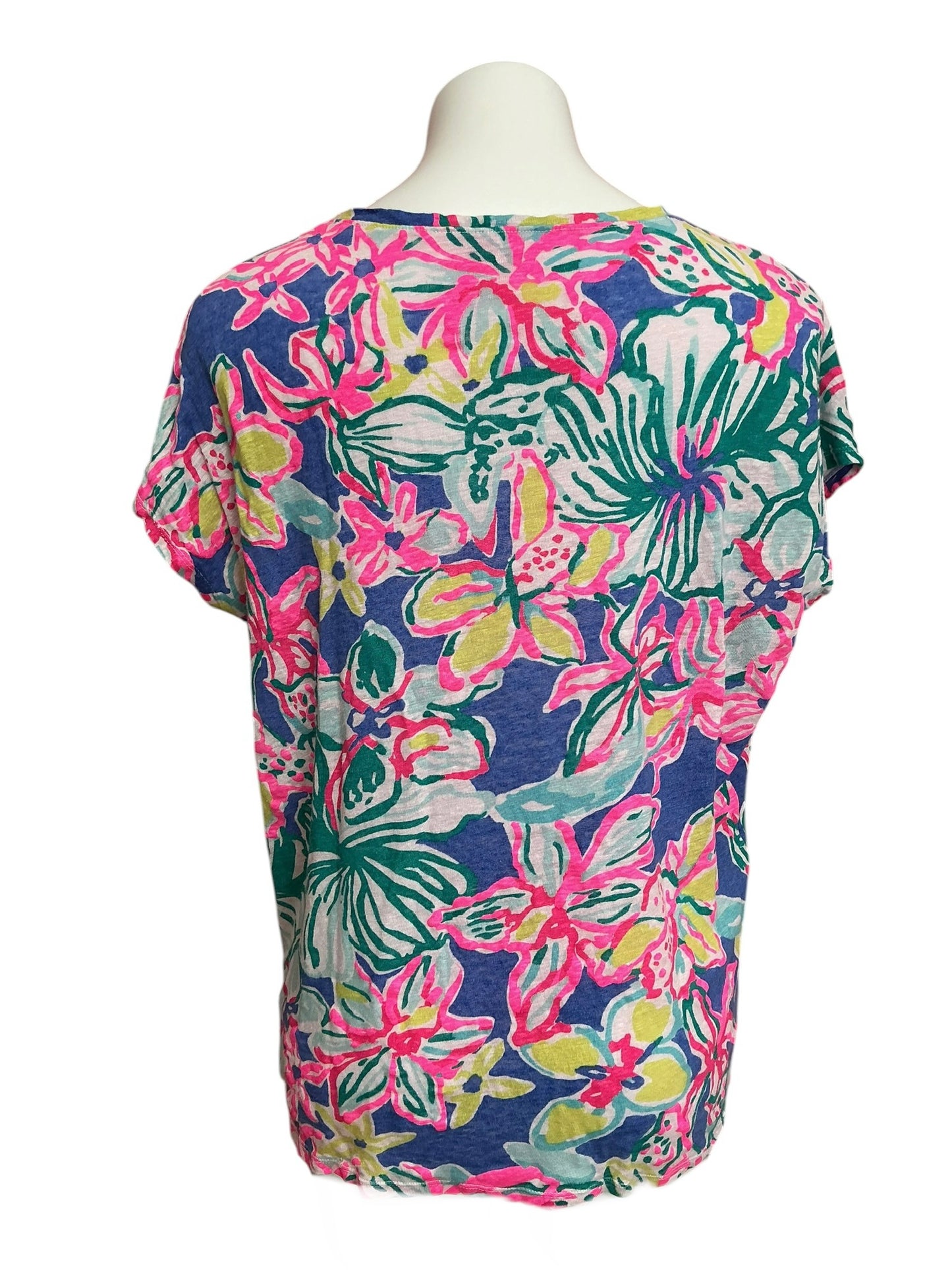 Lilly Pulitzer Hartwell Boxy Linen Tee Iris Blue Casa Azul - Size L/XL