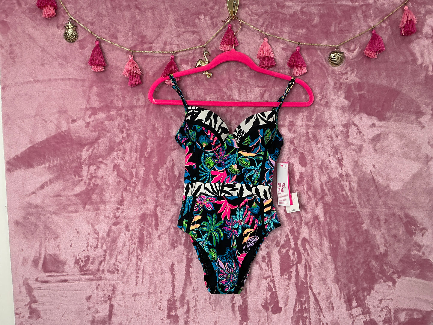 Lilly Pulitzer Bathing Suit NWT - Palma One Piece - Onyx - Paradise Glow - Size 0