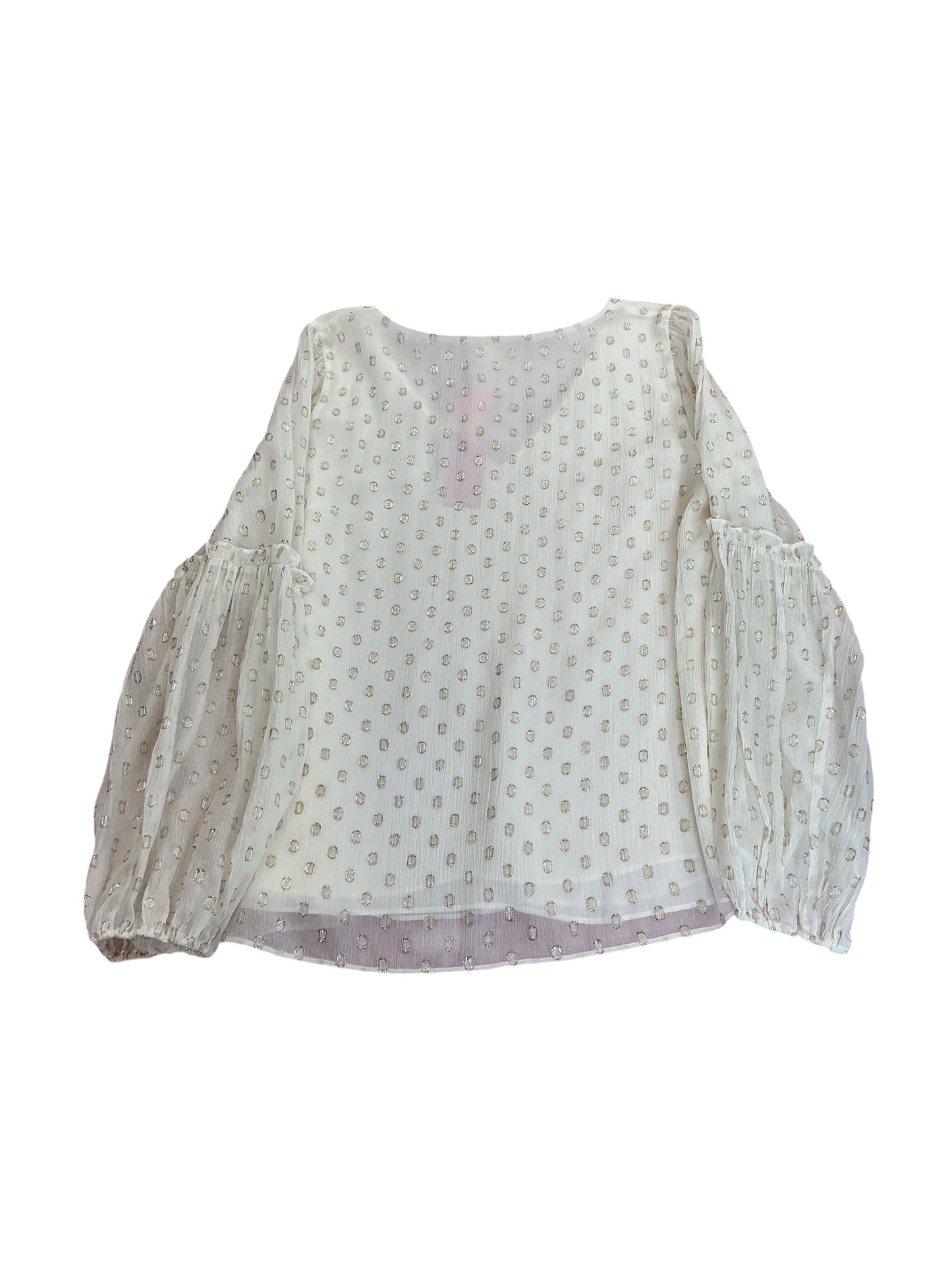 Lilly Pulitzer NWT Cleme Long Sleeve Top Coconut Viscose Metallic Clip - Size 14