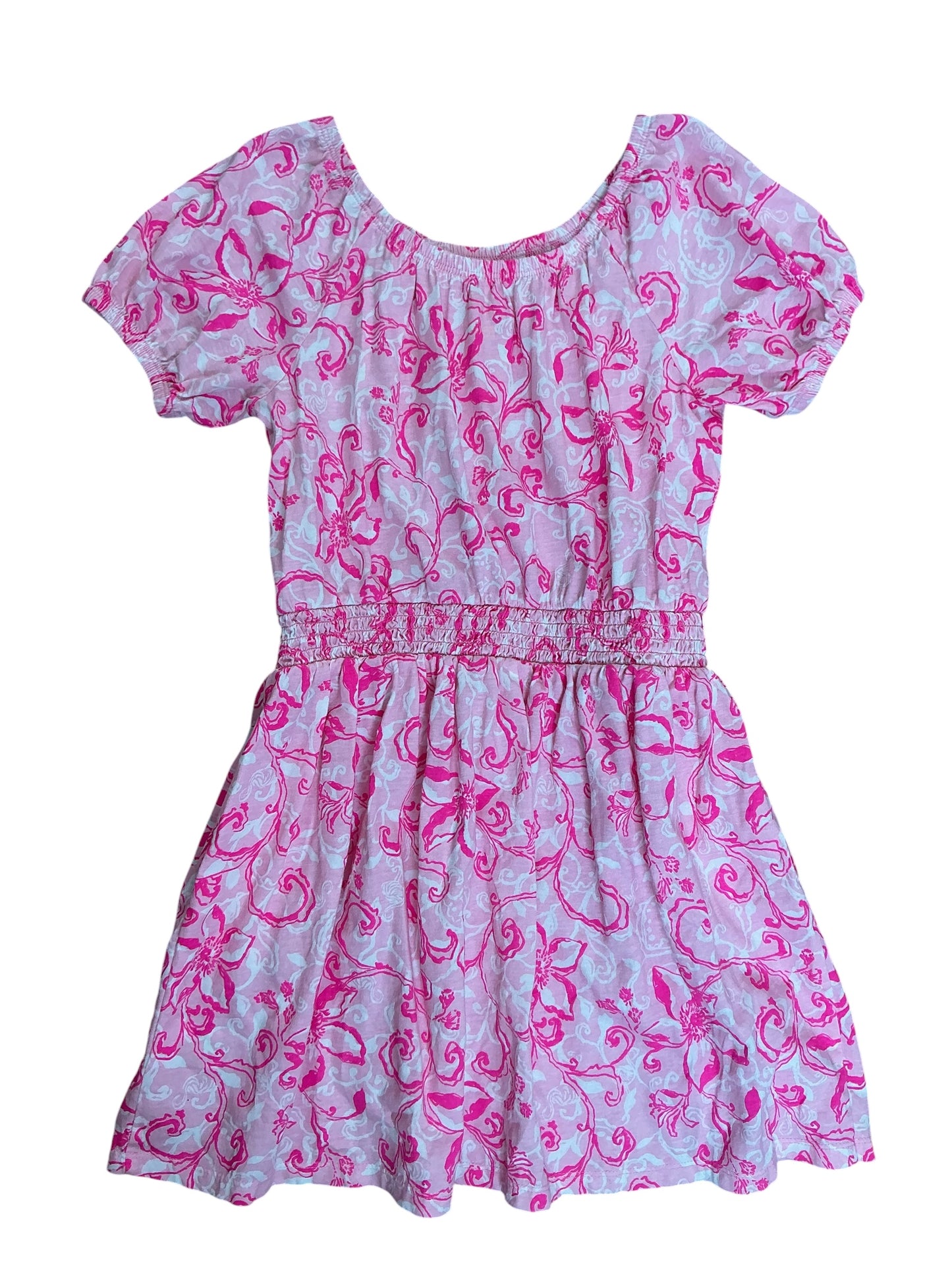 Lilly Pulitzer Kids Girls Wyndmoor Dress Conch Shell Pink Flamingle Garden - Size L 8-10