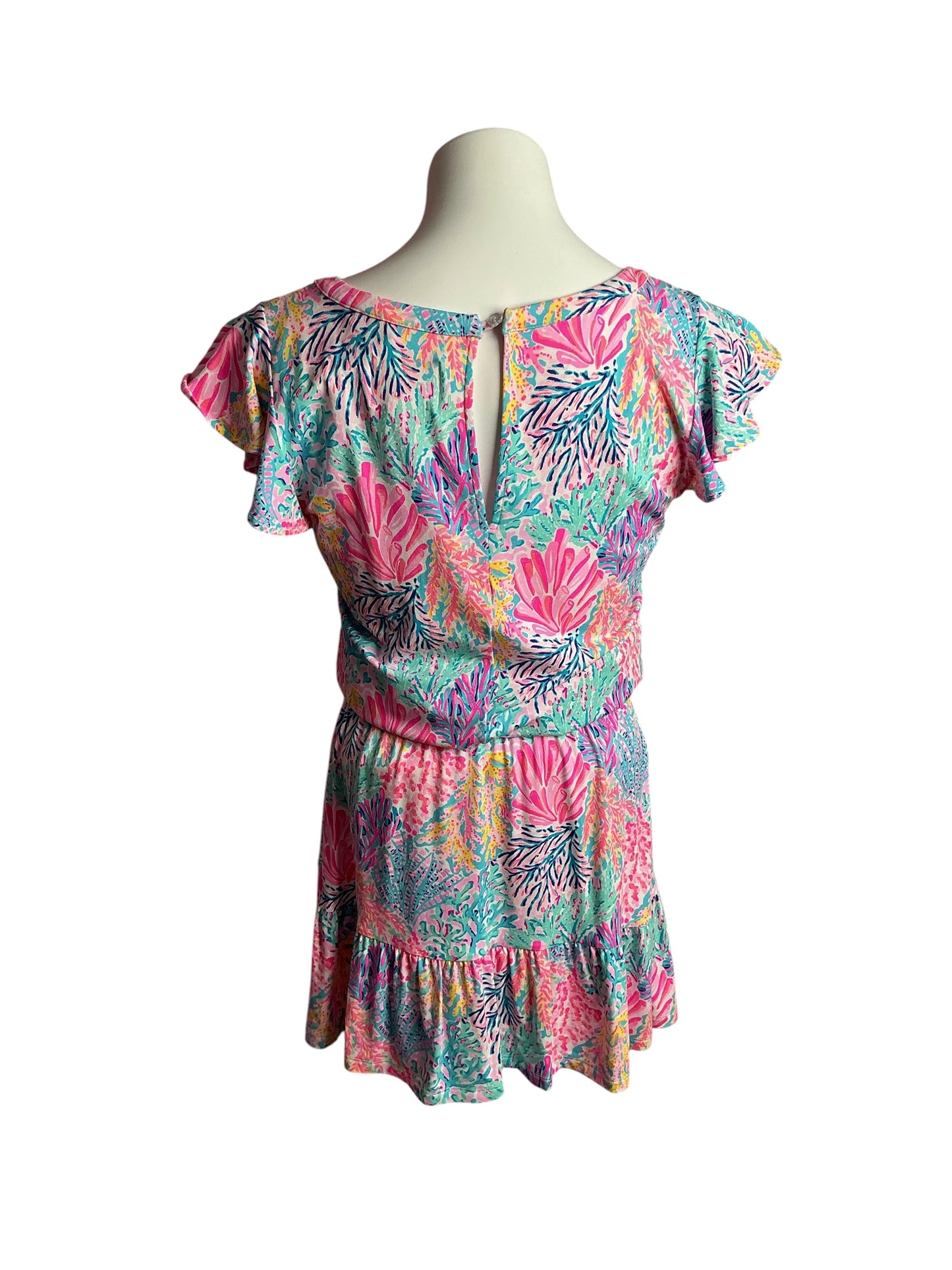 Lilly Pulitzer- Ravi Short Sleeve Romper Multi Splash-Dance Size XS