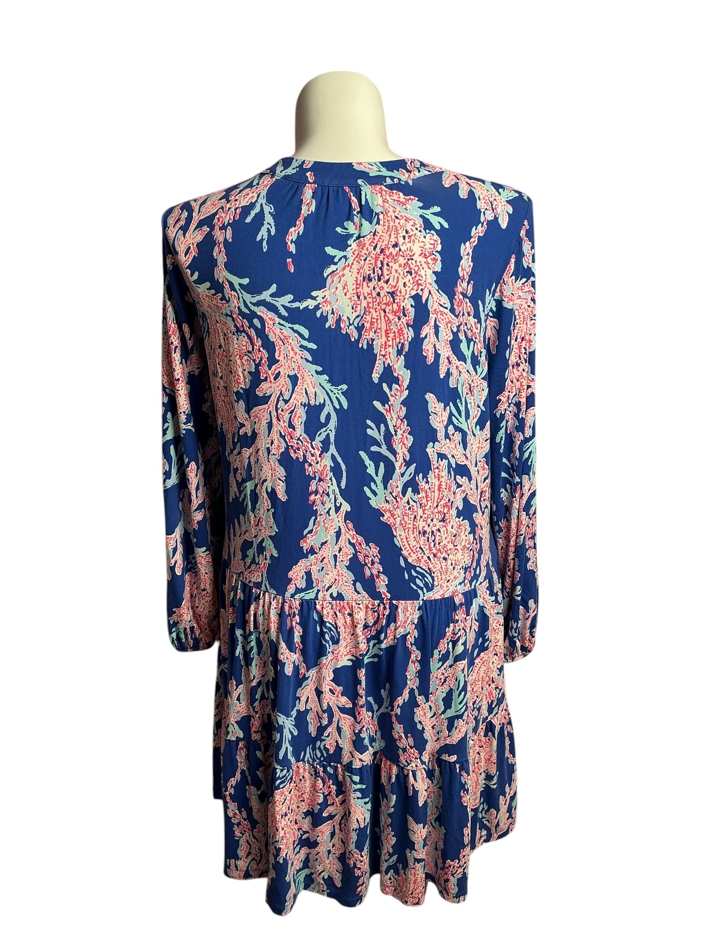 Lilly Pulitzer- Traci Long Sleeve Dress Borealis Blue Swim On Over Size XL