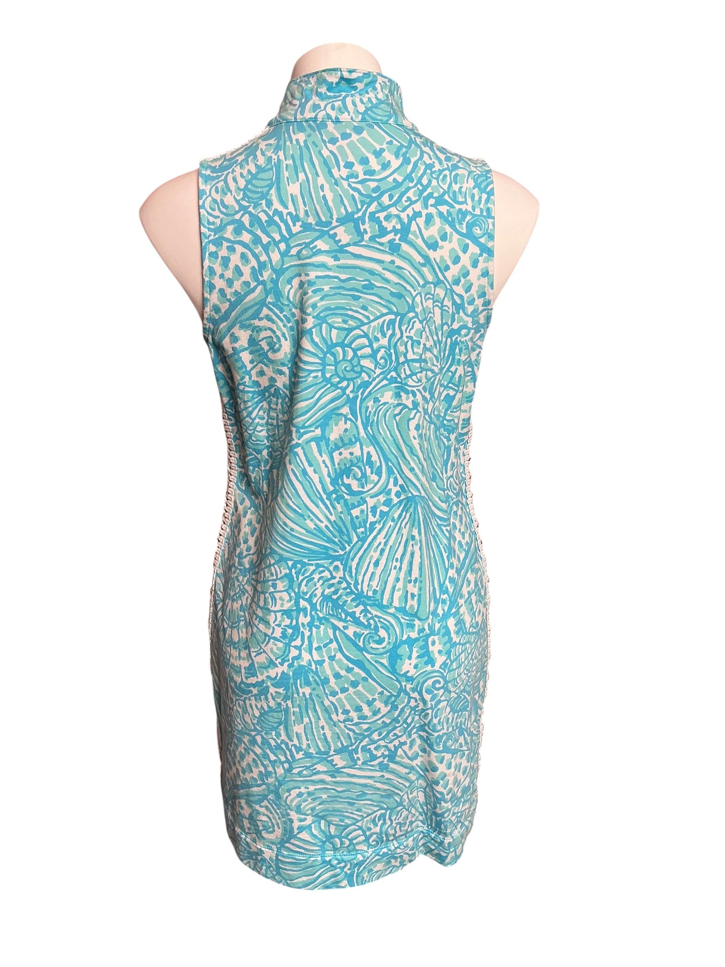 Lilly Pulitzer Skipper Sleeveless Dress Succulent Blue Sea Cups - Size M