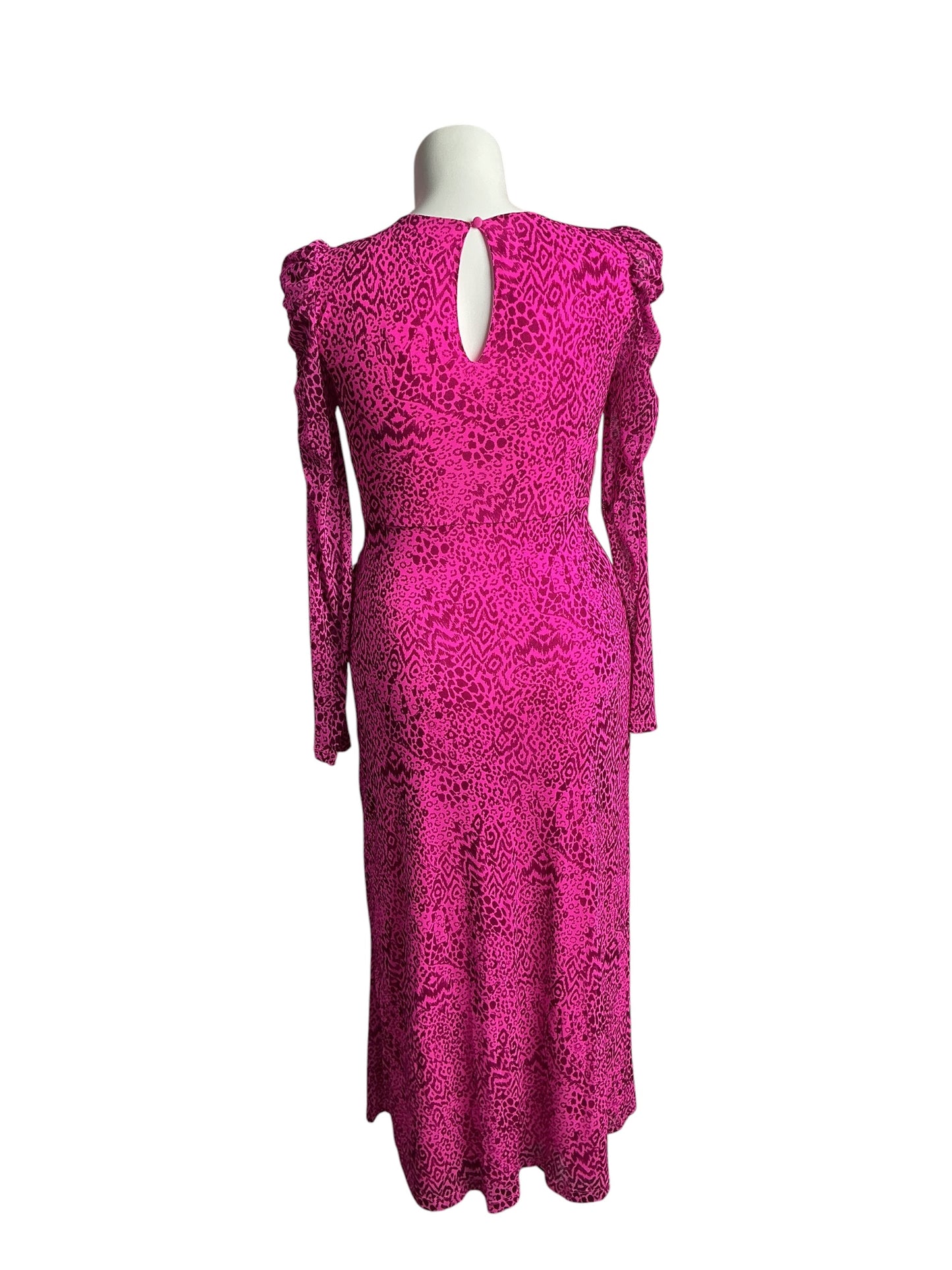 Lilly Pulitzer- NWT Preslie Long Sleeve Mesh Midi Dress Cerise Pink Pattern Play Size M