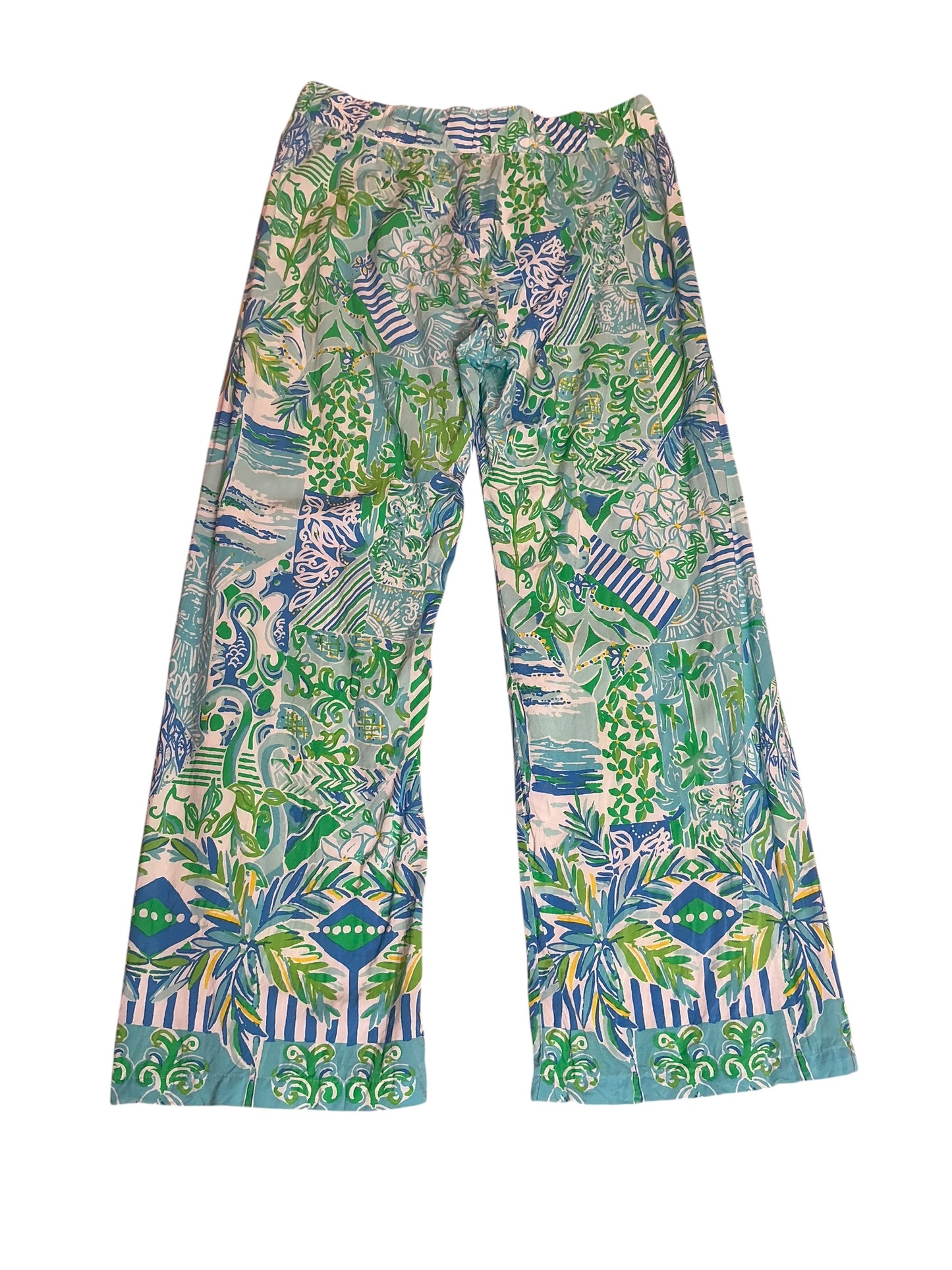 Lilly Pulitzer Bal Harbour Mid-Rise Palazzo Pant Whisper Blue Beach Happy - Size M