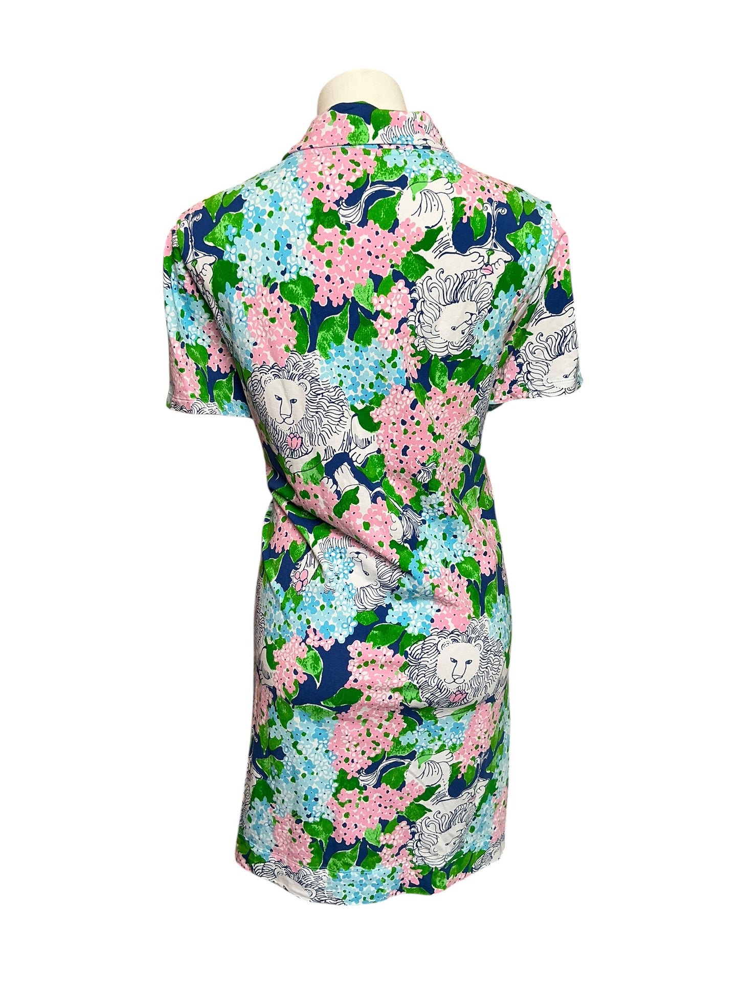 Lilly Pulitzer Eleni UPF 50+ Dress Starlight Navy Lydia The Lion - Size XXL