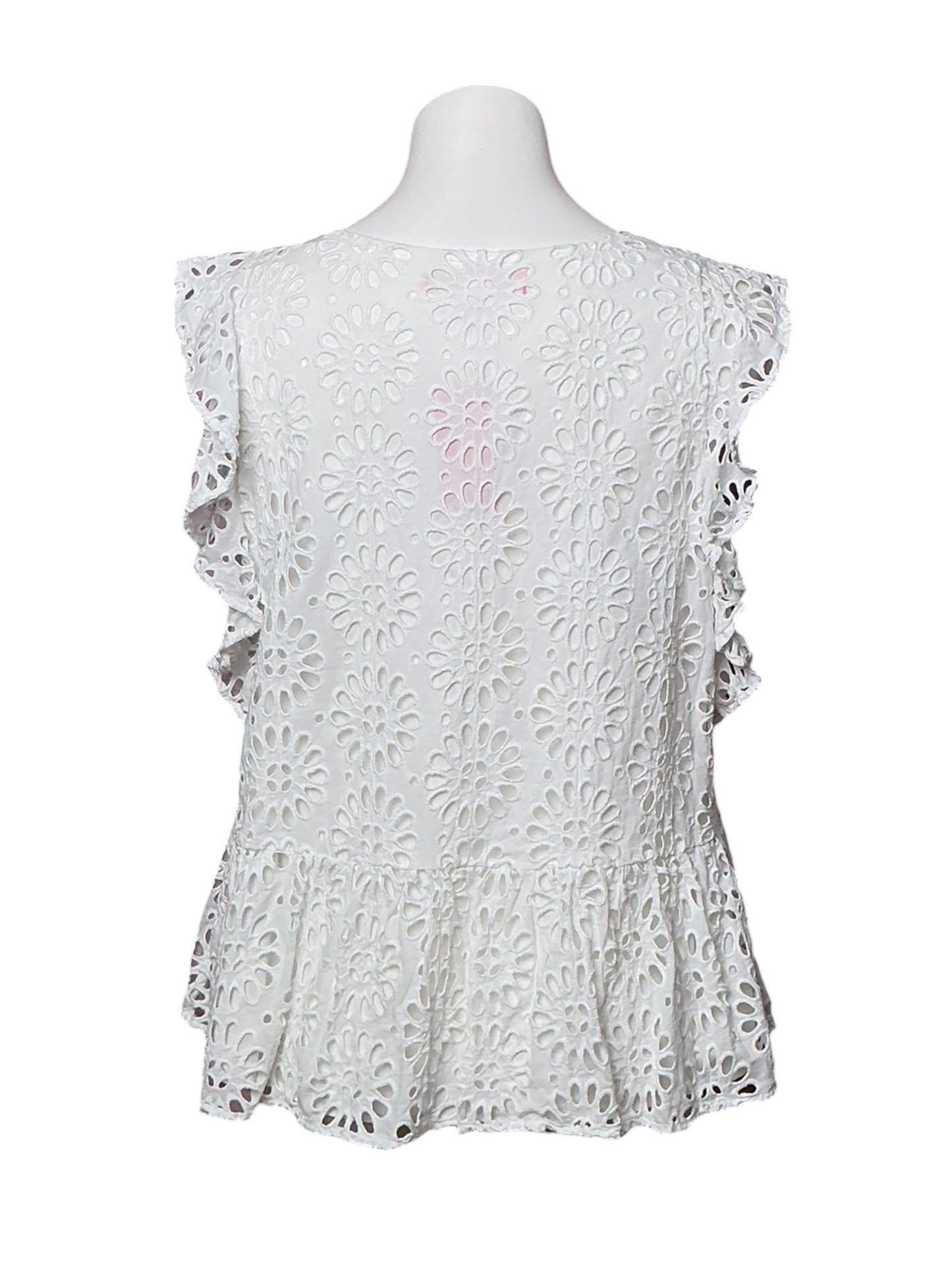 Lilly Pulitzer Jerilynn Flutter Sleeve Eyelet Top Resort White - Size 12