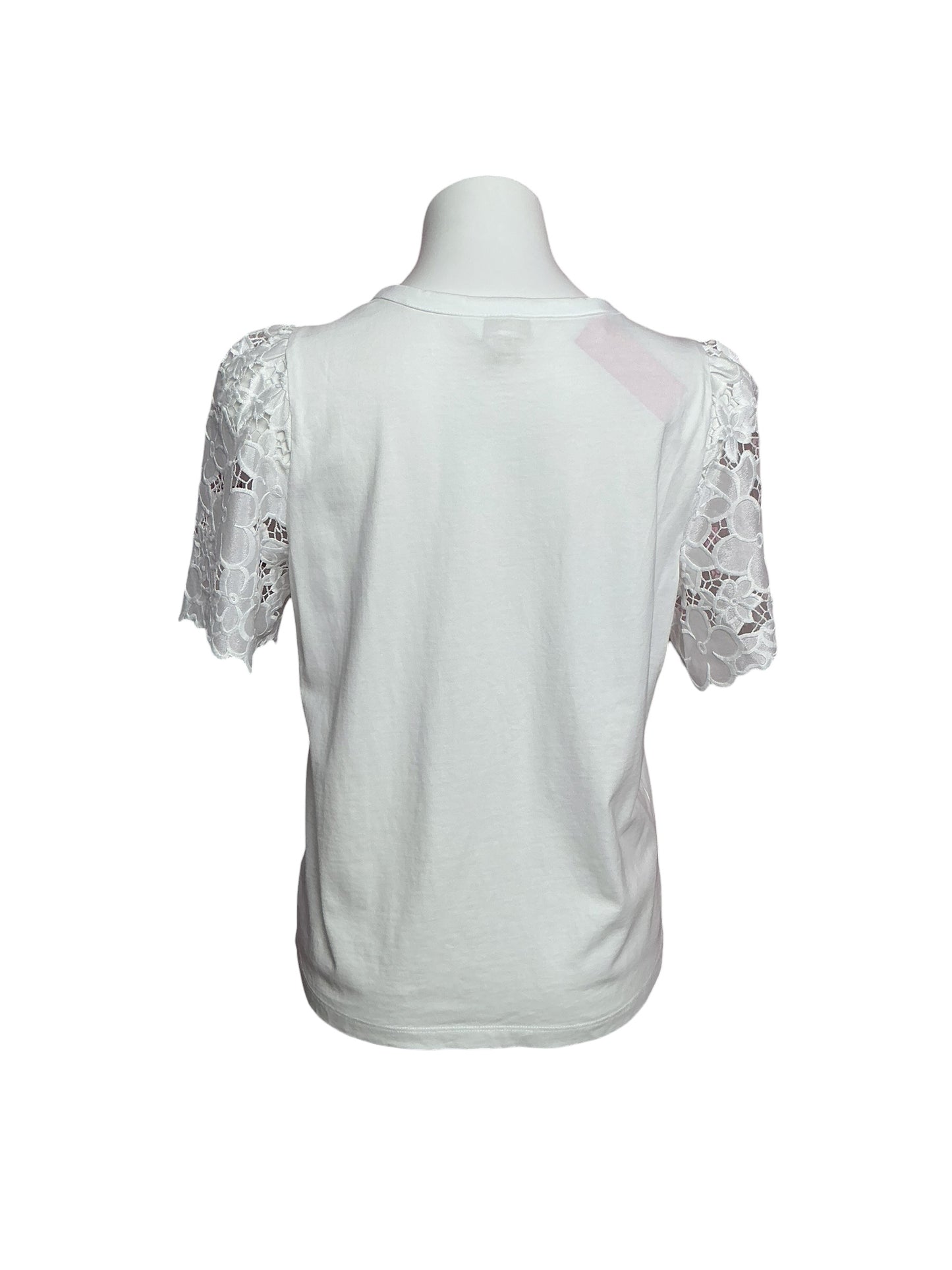 Lilly Pulitzer Lace Puff Sleeve Crew Neck T-Shirt Resort White - Size M